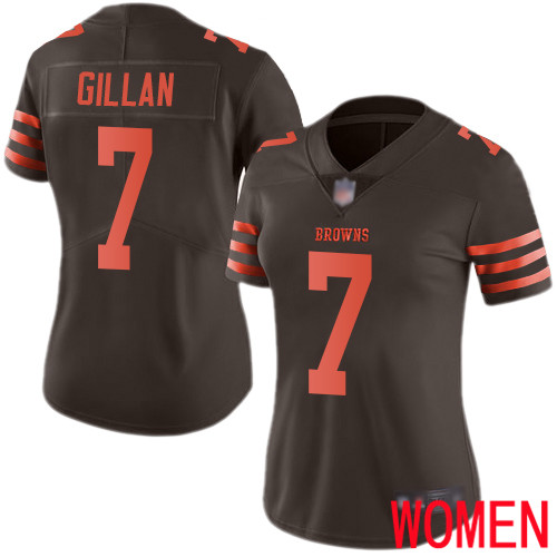 Cleveland Browns Jamie Gillan Women Brown Limited Jersey #7 NFL Football Rush Vapor Untouchable->women nfl jersey->Women Jersey